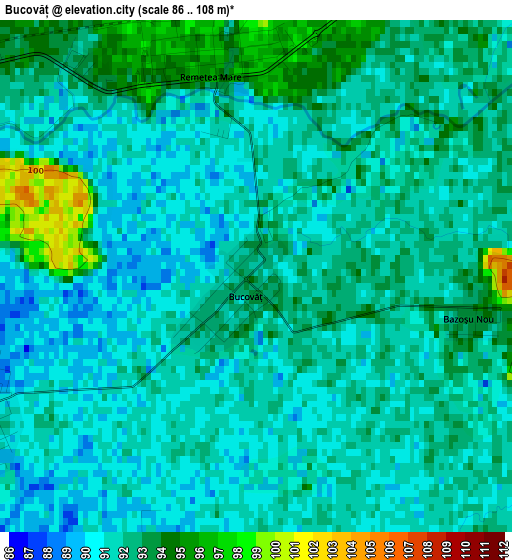 Bucovăț elevation map