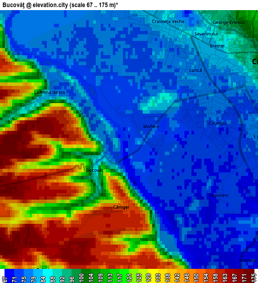 Bucovăţ elevation map