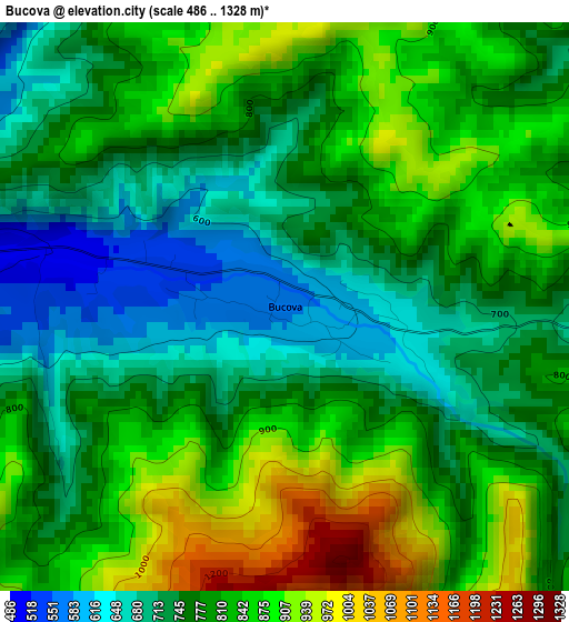 Bucova elevation map