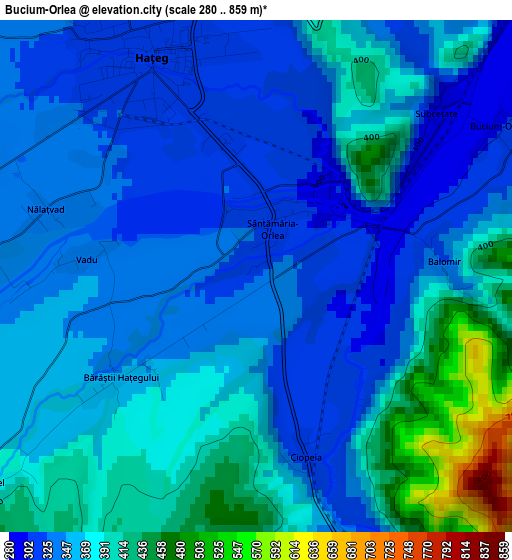 Bucium-Orlea elevation map
