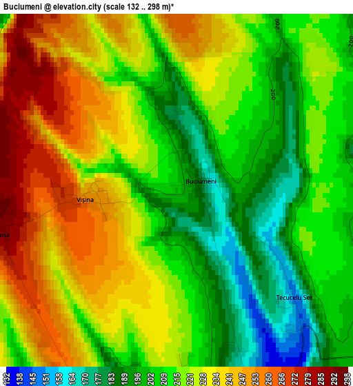 Buciumeni elevation map