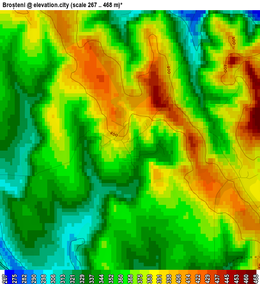 Broșteni elevation map