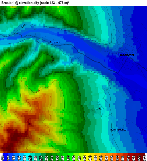 Broşteni elevation map