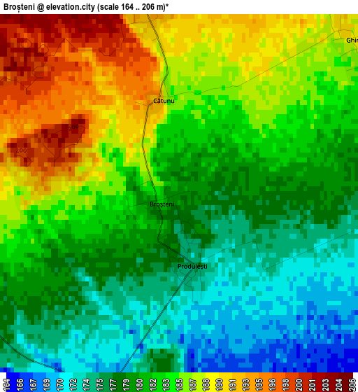 Broșteni elevation map