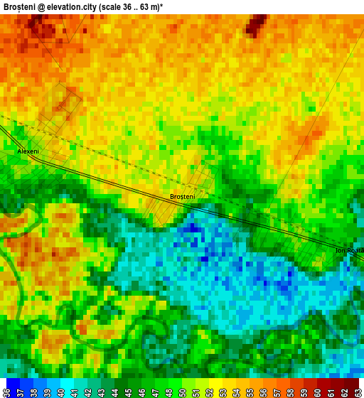 Broșteni elevation map