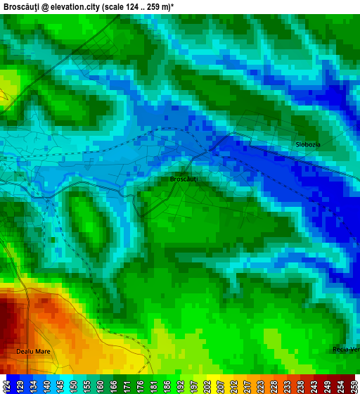 Broscăuţi elevation map