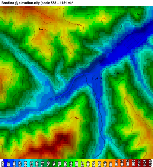 Brodina elevation map