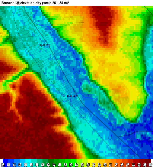 Brânceni elevation map