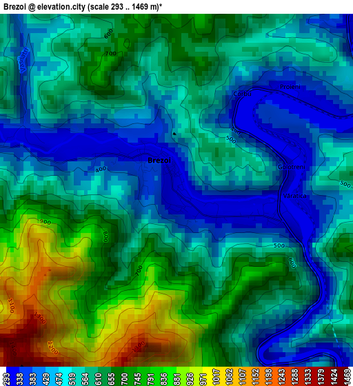 Brezoi elevation map