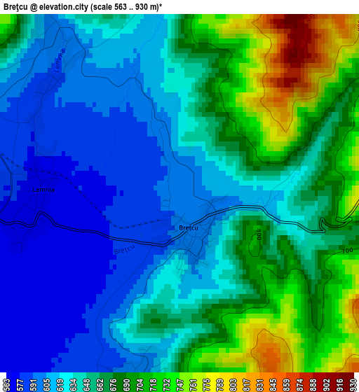 Breţcu elevation map