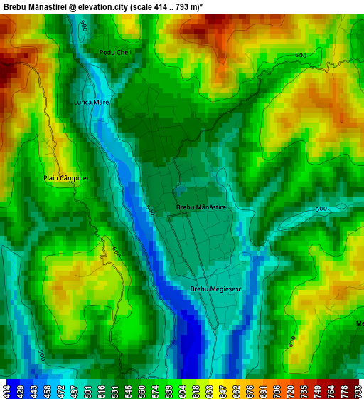 Brebu Mânăstirei elevation map