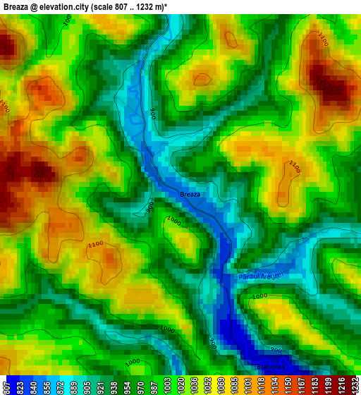 Breaza elevation map