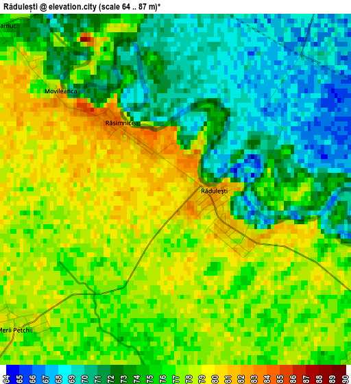 Rădulești elevation map