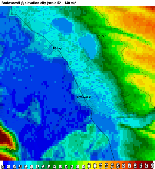 Bratovoești elevation map