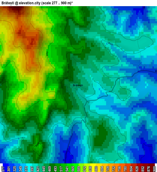 Brătești elevation map