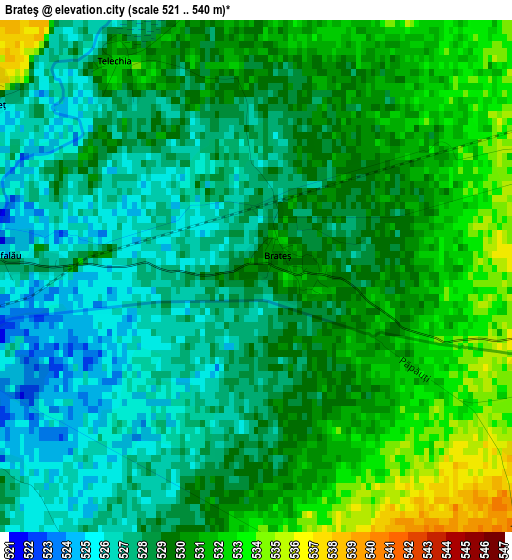 Brateş elevation map