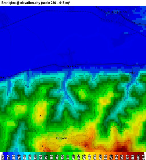 Braniştea elevation map