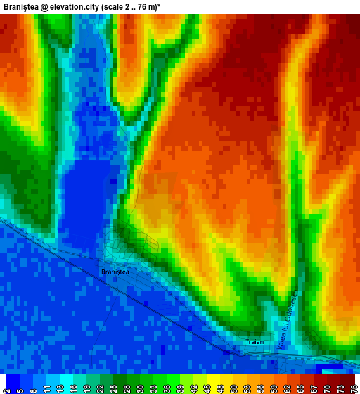 Braniştea elevation map