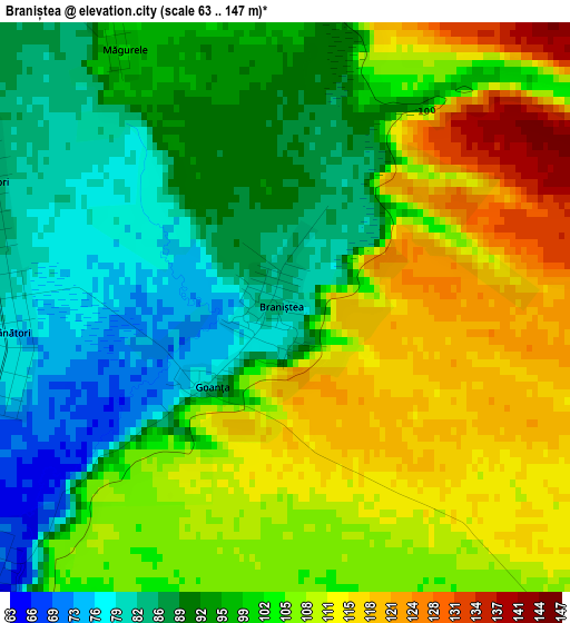 Braniștea elevation map