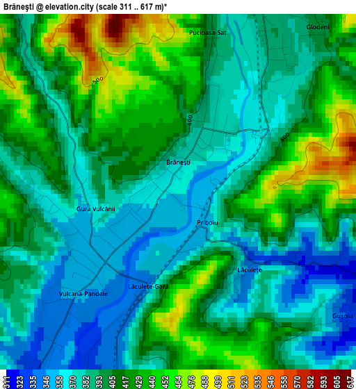 Brăneşti elevation map