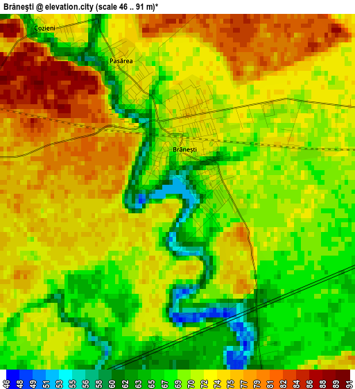 Brăneşti elevation map