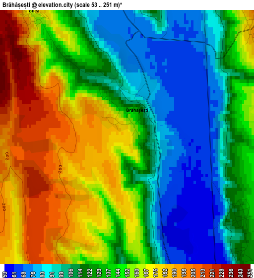 Brăhășești elevation map