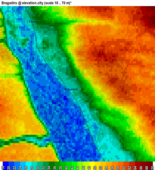 Bragadiru elevation map