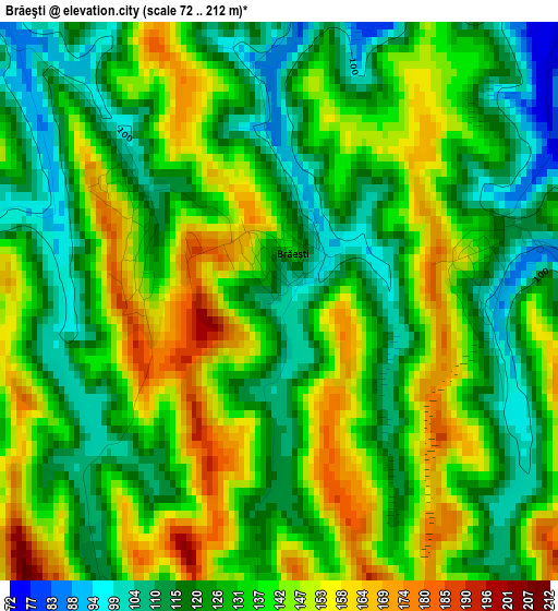 Brăeşti elevation map