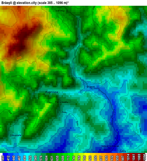 Brăeşti elevation map