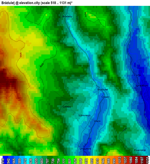 Brăduleţ elevation map