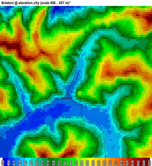 Brădeni elevation map