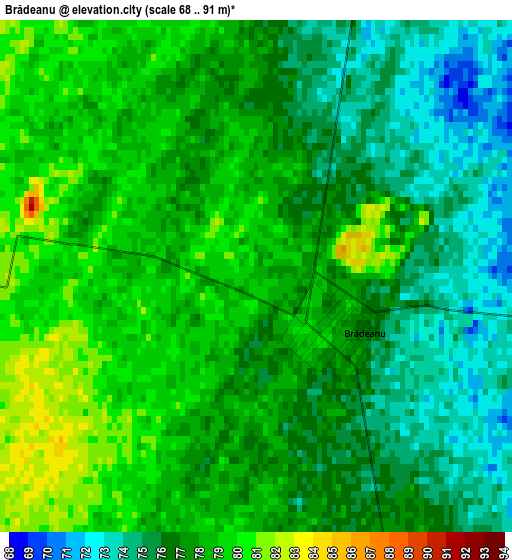 Brădeanu elevation map