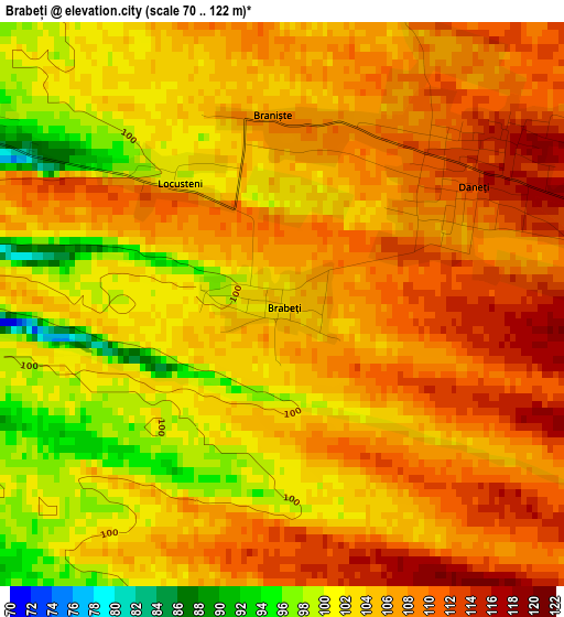 Brabeți elevation map