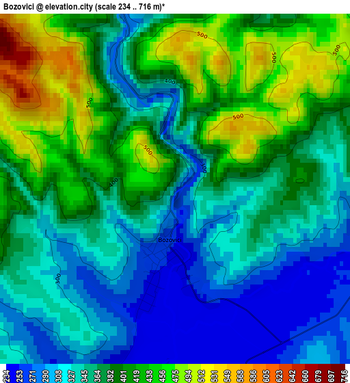 Bozovici elevation map