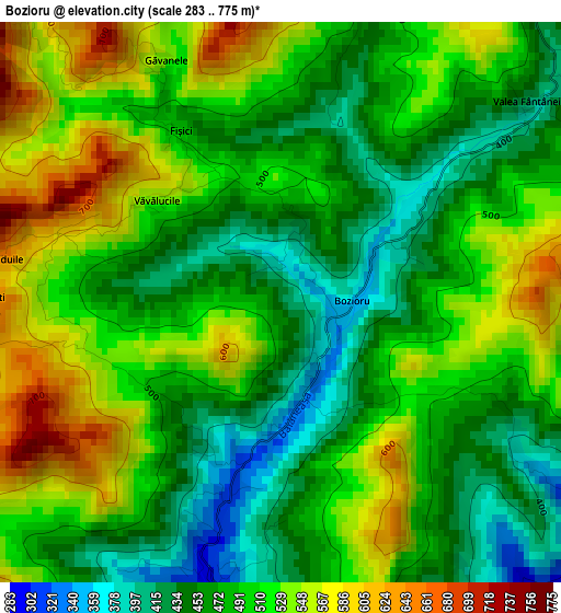 Bozioru elevation map