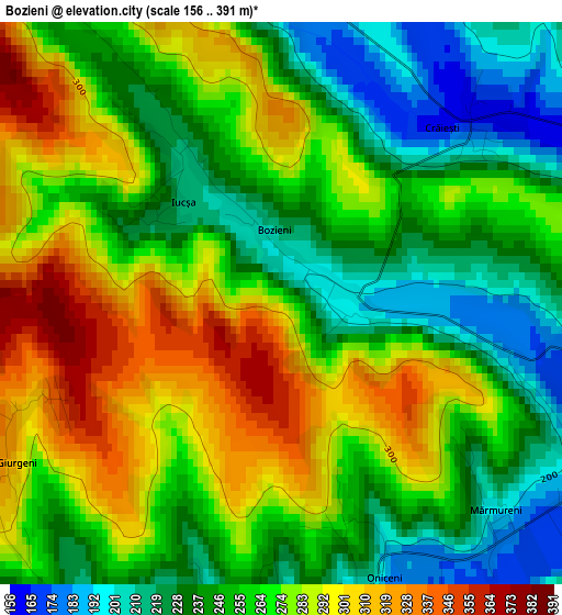 Bozieni elevation map