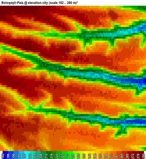 Botoşeşti-Paia elevation map