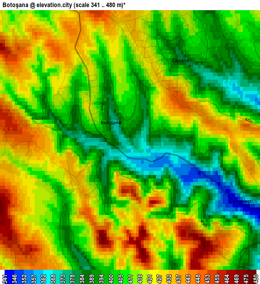 Botoşana elevation map