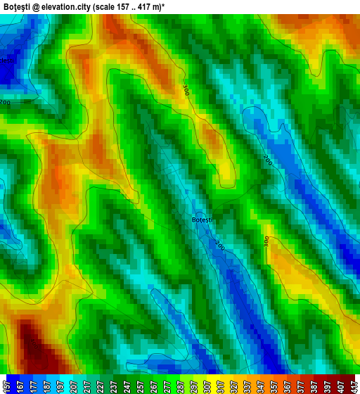 Boţeşti elevation map