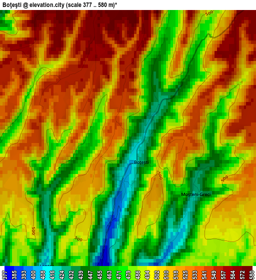 Boţeşti elevation map