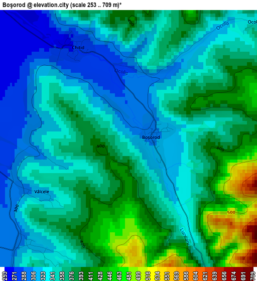 Boşorod elevation map