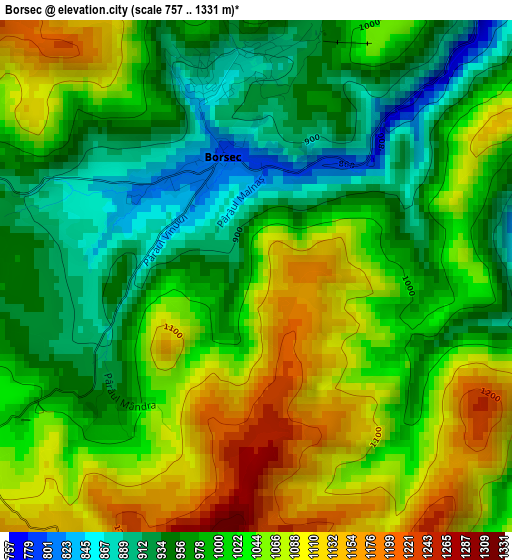 Borsec elevation map