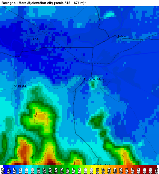 Boroşneu Mare elevation map