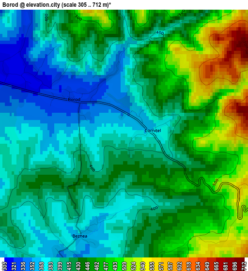 Borod elevation map