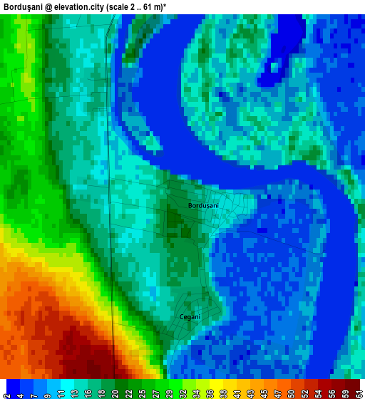 Borduşani elevation map