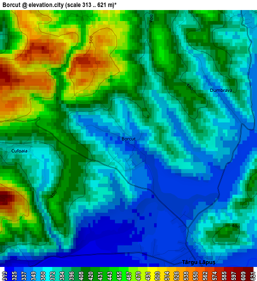 Borcut elevation map