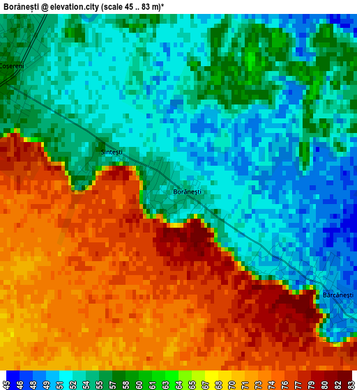 Borănești elevation map