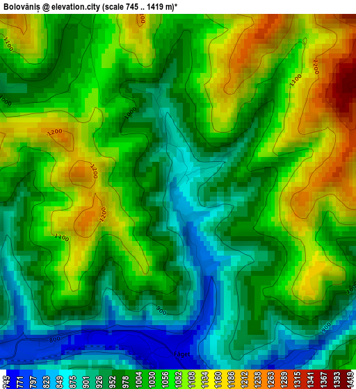 Bolovăniș elevation map