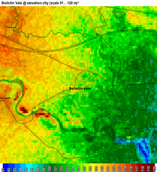 Bolintin Vale elevation map