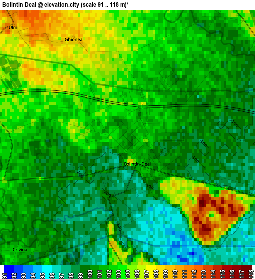 Bolintin Deal elevation map